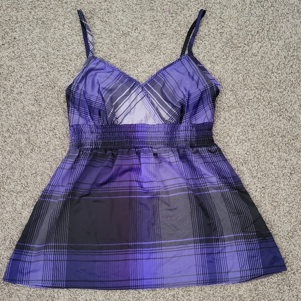 Vintage MixIt L Purple/Black Cami w/Elastic @ Back & Adjustable Straps